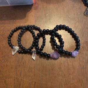 Black beaded crystal bracelet handmade